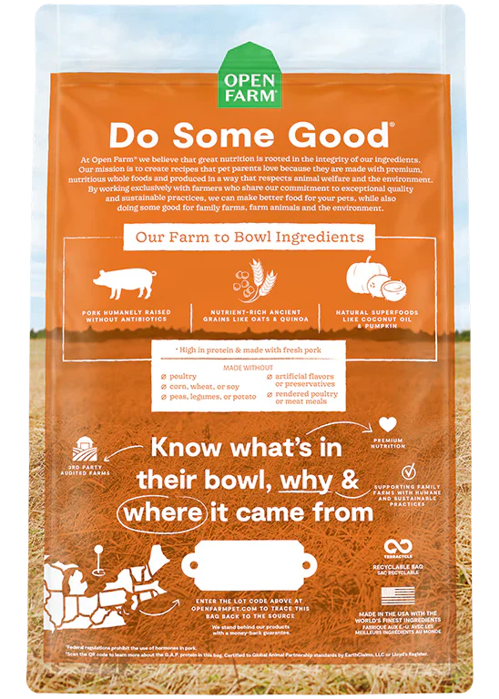 Open Farm | Farmer's Table Pork & Ancient Grains Dry Dog Food | Pet Food Stores Near Me Markham | ARMOR THE POOCH